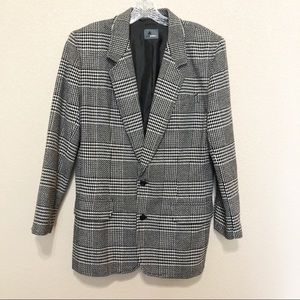 Vintage LIZ WEAR Plaid Wool Boyfriend Blazer